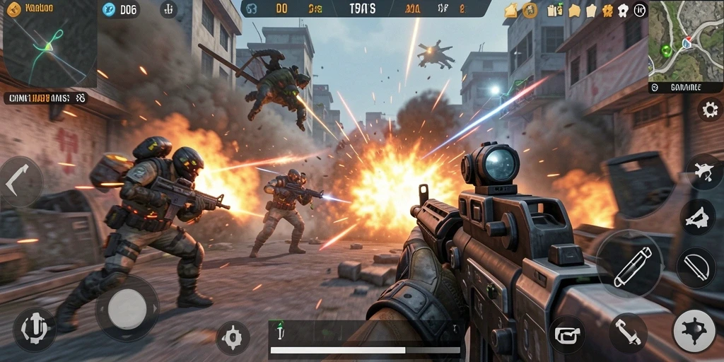 Screenshot D06 menampilkan aksi seru dalam pertempuran TPS.