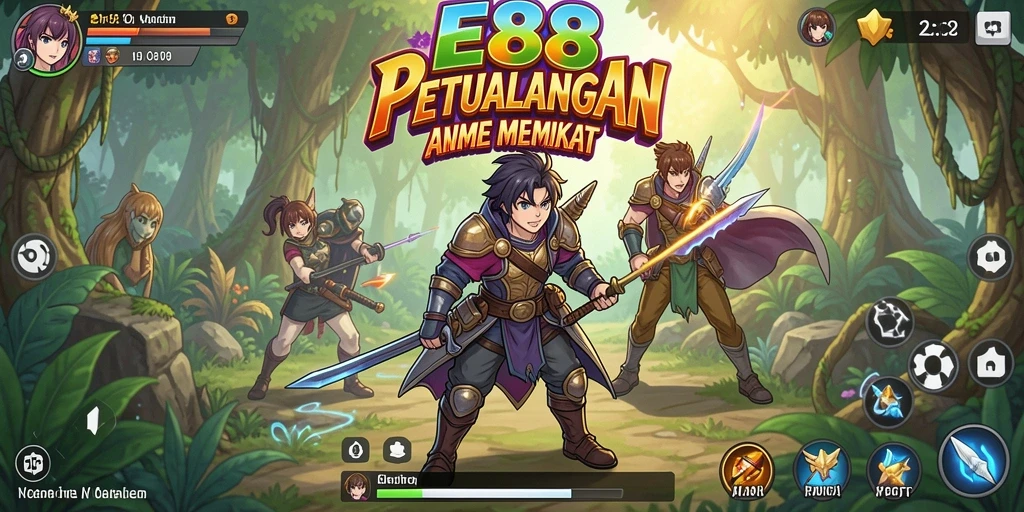 Tampilan screenshot E88 menampilkan karakter Anime dalam aksi yang mengesankan.