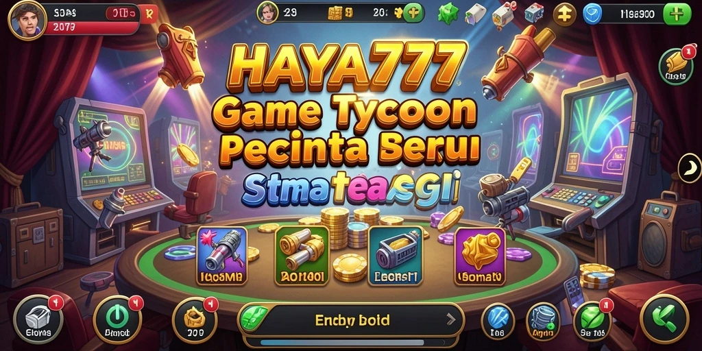 Tampilan gameplay HAYA777 yang menampilkan strategi pengelolaan bisnis.