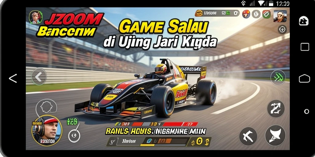 Tampilan seru gameplay balap di J200M dengan berbagai mobil.