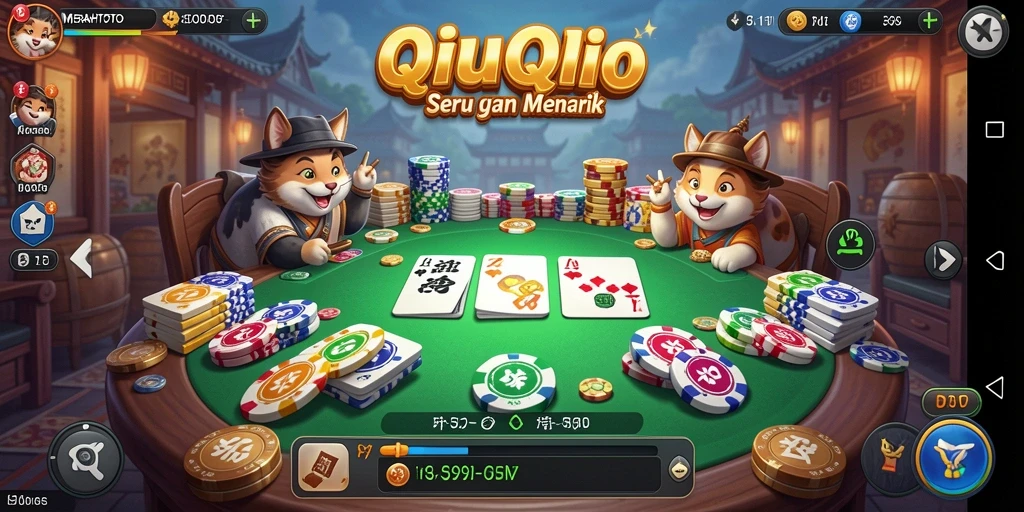 Screenshot gameplay MERAHTOTO dengan tampilan kartu QiuQiu yang menarik.