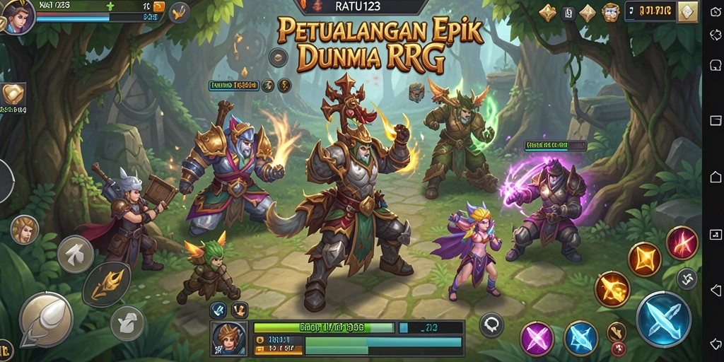 Screenshot utama menunjukkan serangan seru dalam gameplay RPG.