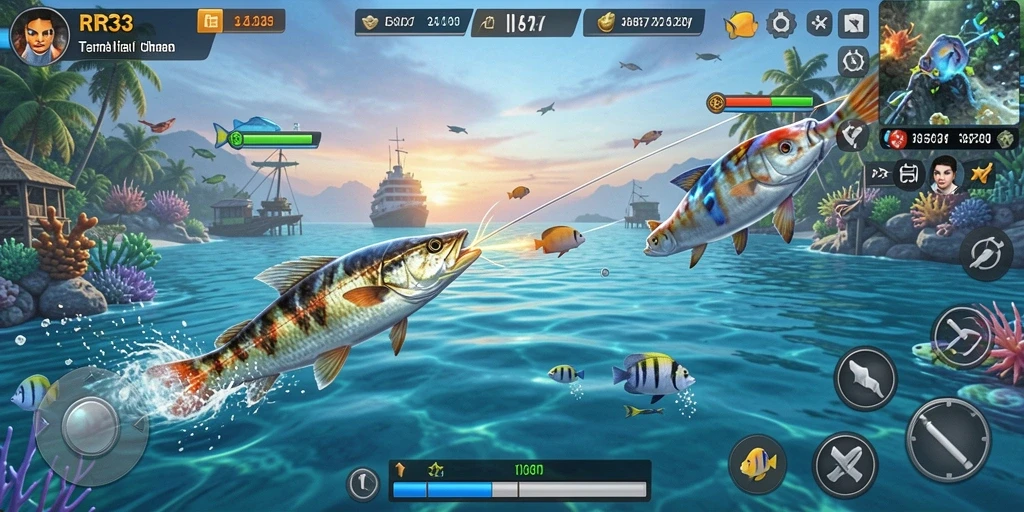 Screenshot utama RR33 menampilkan aksi seru dalam permainan Tembak Ikan.