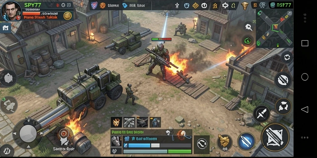 Tampilan aksion penuh strategi dalam SPY77 saat mengatur taktik perang.