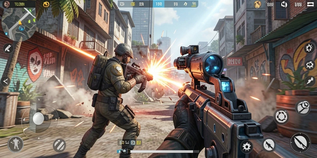 Screenshot gameplay TO288 menunjukkan aksi bertempur yang intens.
